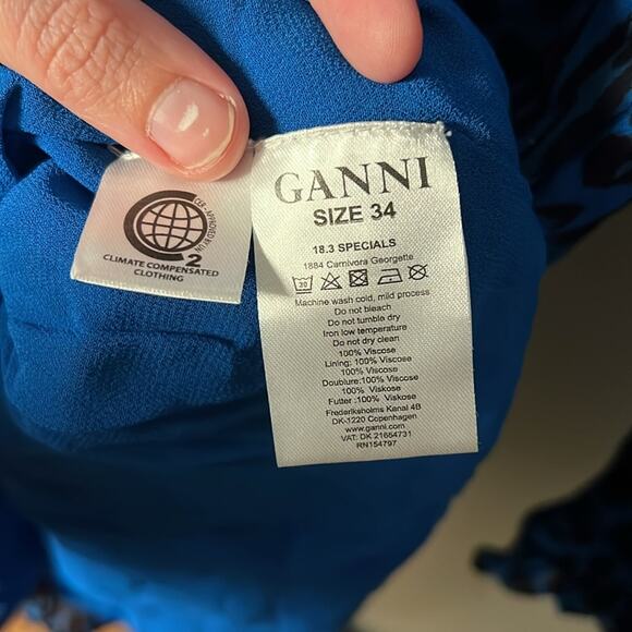 Ganni Blue Leopard Print Dress Size 34 (US 2) - Picture 5 of 9